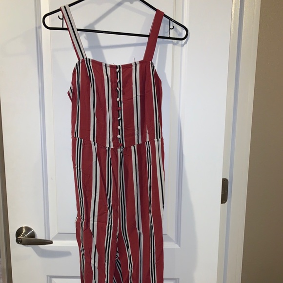 Pink Rose vertical stripe romper! - Picture 1 of 3